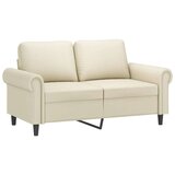 vidaXL Kavč dvosed z okrasnimi blazinami krem 120 cm umetno usnje, (20911102) | Shoptok.si