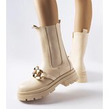 Gemre Beige ankle boots with chain Thierry | Shoptok.si