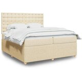  Krevet s oprugama i madracem krem 200 x 200 cm od tkanine | shoptok.hr