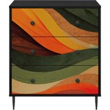 Komoda BONN Retro valni uzorak 66 x 36,5 x 76 cm Crni hrast | shoptok.hr