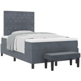vidaXL Krevet s kutijom s madracem i klupom Tamno sivi 120x200 cm Baršun | shoptok.hr
