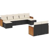  The Living Store Vrtna sedežna garnitura 9-delna z blazinami črn poli ratan - Vrtna Sedežna Garniture, (21453308) | Shoptok.si