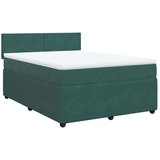 vidaXL Box spring postelja z vzmetnico temno zelena 140x200 cm žamet | Shoptok.si