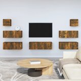 The Living Store Komplet TV omaric 7-delni dimljen hrast konstruiran les - Komplet TV Omaric, (21374597) Cene