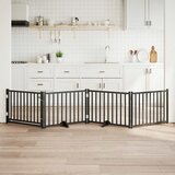  Vrata za pse s vratima sklopiva 4 panela crna 320 cm | Shoptok.si