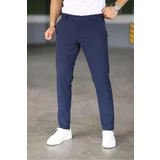 Dewberry 47676 Italian Cut Elastic Fabric Mens Trousers-NAVY