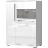 vitrina V90-2KSV/PN - kolekcija piano - bela lak/kristalno bela hg lak - 90x123x40 cm