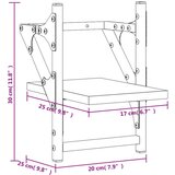 Zidne police s prečkama 2 kom crne 20 x 25 x 30 cm | shoptok.hr