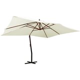  Previsni senčnik z lesenim drogom 400x300 cm peščeno bel | Shoptok.si