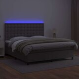  Box spring postelja z vzmetnico LED siva 160x200cm umetno usnje, (20898364) | Shoptok.si