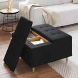  Shranjevalna tabureta z blazino Črna 80 x 80 x 45 cm blago, (5000208391) | Shoptok.si