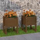 vidaXL Visoka greda 2 kosa medeno rjava 40x40x52,5 cm trdna borovina Cene