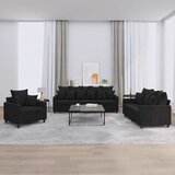  3-dijelni set sofa s jastucima crni baršunasti | shoptok.hr