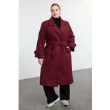 Trendyol Curve Claret Red Regular Fit Wide Collar Detailed Long Wool Blend Cashmere Coat Cijene