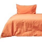 HOMESCAPES Komplet Prevlek za Odejo iz Lanu v Barvi Ognjene Oranžne, 230x220 cm, (20747828) | Shoptok.si