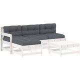 Maison Chic Seti vrtnega pohištva - Vrtna garnitura - Vrtni pohištvo set 5-delna z blazinami bela trdna borovina, (21820204) | Shoptok.si