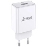  PUNJAČ BEZ KABLA SUPERIOR SU-P101 FAST 18W 3A BELI USB-A P1215 Cene