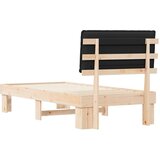  Posteljni okvir z oblazinjenim vzglavjem Črna 75 x 190 cm, (5000101685) | Shoptok.si
