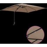 vidaXL Vrtni suncobran Sivo-smeđa 248.5 x 247.5 x 160 cm tkanina | shoptok.hr