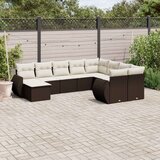 vidaXL 10-dijelni set vrtnih sofa od poliratana s jastucima smeđi | shoptok.hr