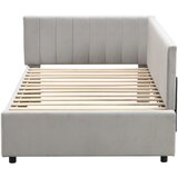 Lumor Enostavna oblazinjena postelja 90x200 cm – Žamet – Z lesenim okvirjem – Siva, (22155583) | Shoptok.si