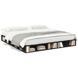  Posteljni okvir črn 200x200 cm inženirski les | Shoptok.si