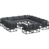 vidaXL Sjedeća garnitura za vrt 14 pcs Crna 70 x 70 x 32 cm Aluminij | shoptok.hr