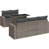 Maison Chic Seti vrtnega pohištva - Vrtna garnitura - Vrtni pohištvo set 6-delna z blazinami siv poli ratan, (21804248) | Shoptok.si