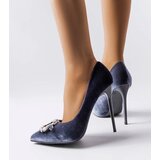 Gemre Boisvert gray velvet stilettos with rhinestones | Shoptok.si