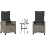 vidaXL 3-dijelni bistro set od poliratana s jastucima sivi | shoptok.hr