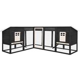 vidaXL Zunanji zajčnik z izhodom siv in bel les jelke - - Siva - 43.55 - N/A - 2025- | Shoptok.si