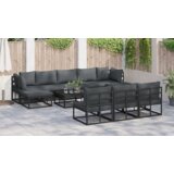 vidaXL Sjedeća garnitura za vrt 10 pcs Crna 353 x 141.5 x 71 cm | shoptok.hr