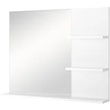 Kopalniška stenska omarica 60 x 10 x 48 cm, z ogledalom in 3 policami, bela stenska omarica iz MDF, (20754154)