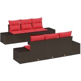  Vrtna sedežna garnitura z blazino 7 pcs Rjava poli ratan, (5000145471) | Shoptok.si