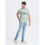 Ombre San Francisco men's printed cotton t-shirt - mint | Shoptok.si