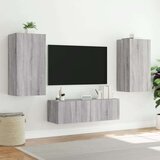  3-dijelni zidni TV ormarići s LED svjetlima boja hrasta | shoptok.hr
