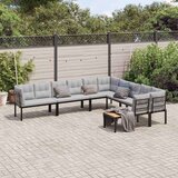 vidaXL 6-dijelni set vrtnih sofa s jastucima čelik obložen prahom crni | shoptok.hr