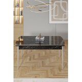 Hanah home trpezarijski sto na razvlačenje Rada, 132 × 80 cm (razvučen 170 cm), ploča u dekoru crnog mermera, hromirane noge | Eponuda.com