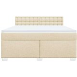 vidaXL Box spring postelja z vzmetnico krem 180x200 cm blago | Shoptok.si