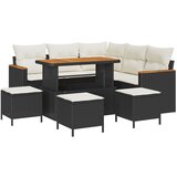 vidaXL 9-dijelni set vrtnih sofa s jastučićima Crni Poli Ratan Akacija, 4-dijelni set vrtnih stolica s jastučićima Crni Poli Ratan Akacija Cijene