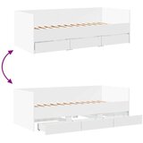 vidaXL Dnevna postelja s predali bela 100x200 cm inženirski les | Shoptok.si