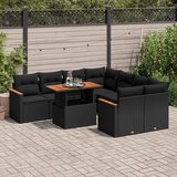 vidaXL Vrtna sedežna garnitura z blazinami 9-delna črn ratan/akacija, (21781837) | Shoptok.si