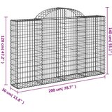  Lučne gabionske košare 8 kom 200x30x120/140cm pocinčano željezo | shoptok.hr
