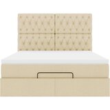 vidaXL Otomanski okvir kreveta s madraca krem 140x200cm od tkanine | shoptok.hr