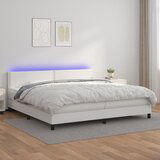 The Living Store Box spring postelja z vzmetnico LED bela 200x200cm umetno usnje - Box Spring Postelja, (21520788) Cene