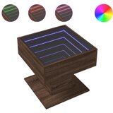 Maison Chic Klubska mizica - kavna mizica - Nizka mizica LED rjavi hrast 50x50x45 cm inženirski les, (21753647) Cene