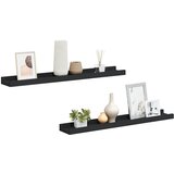  Zidne police za fotografije 2 kom crne 60 x 9 x 3 cm MDF | Eponuda.com