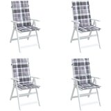 vidaXL Jastuci za stolice 4 kom sivi karirani 120x50x3 cm od tkanine | shoptok.hr