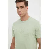 Gant Bombažna kratka majica moški, zelena barva