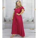 Pri Long dress tied at the waist with short sleeves with frill CELINA | shoptok.hr